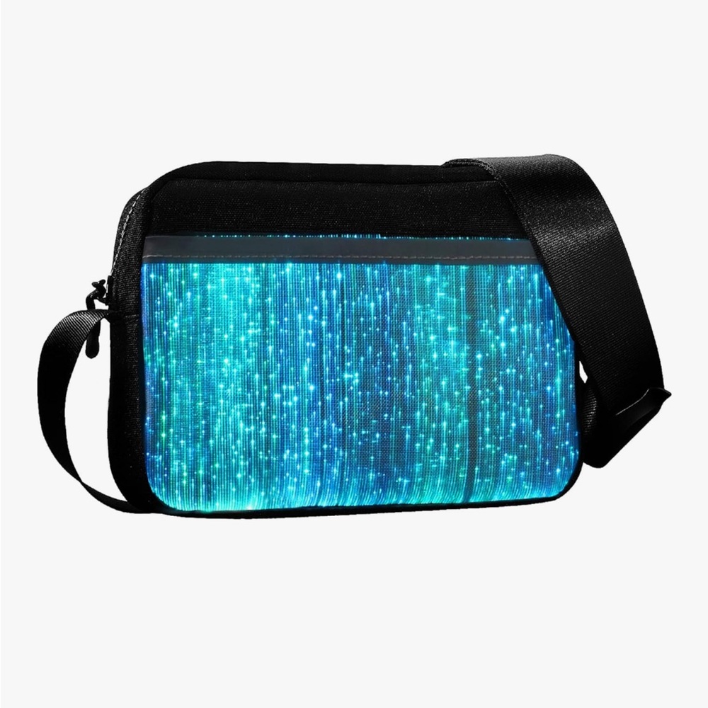 Luminous Blue Crossbody Bag with Adjustable Black Strap